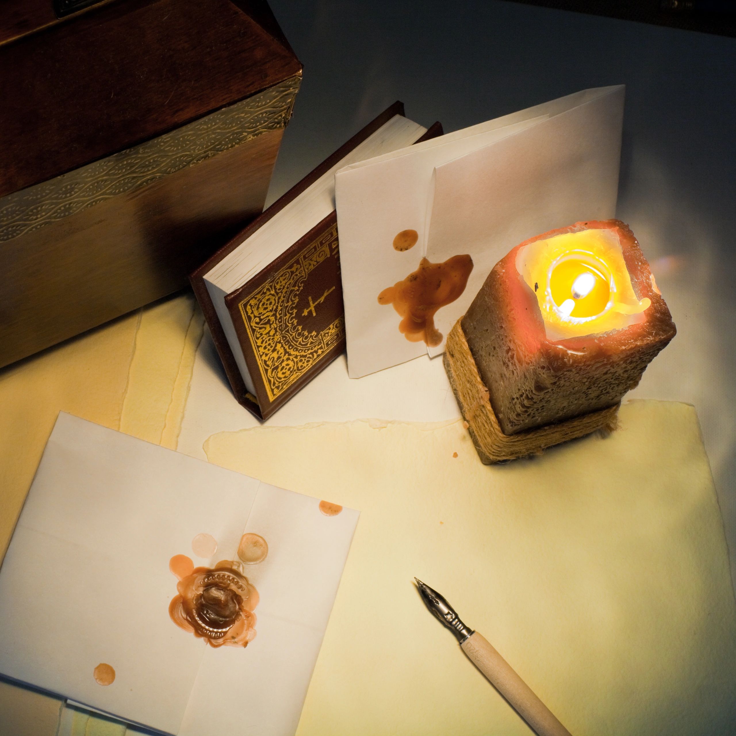 Moonlit candlelight and journal still life, suggesting a healing ritual