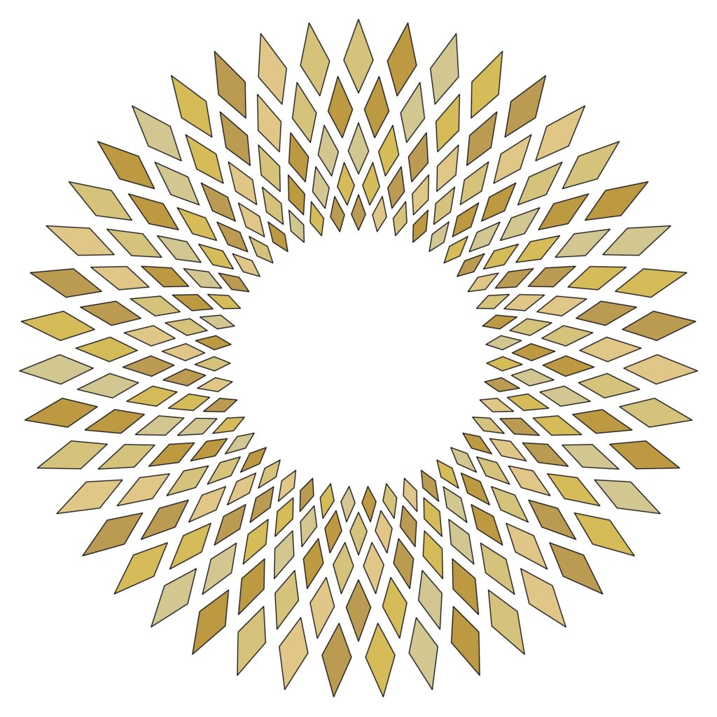 Abstract golden emblem representing a guided heartbreak recovery course